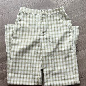 Green and white long Checkered Pants